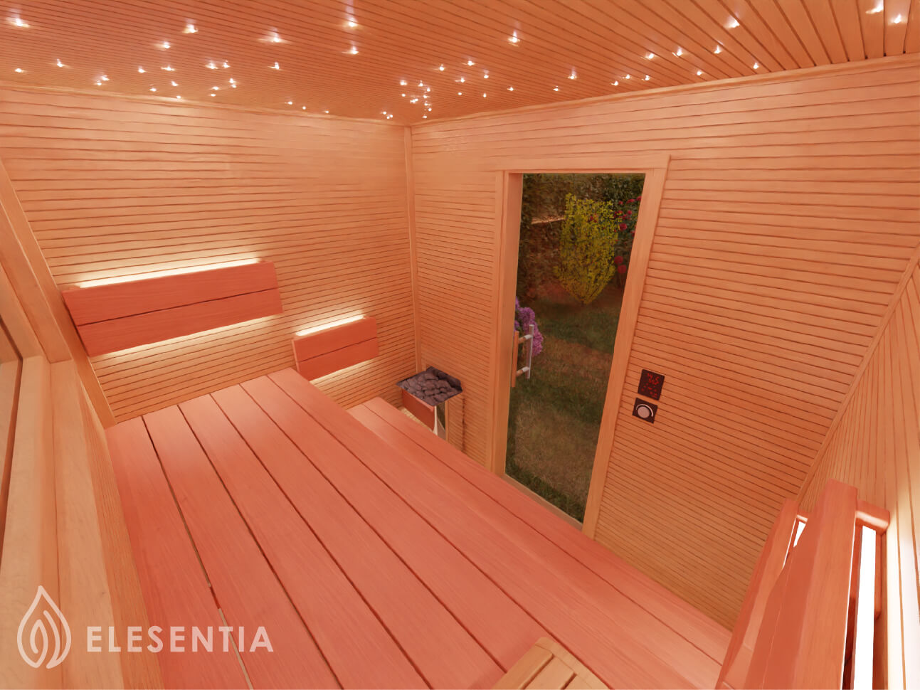 Finská sauna s hvězdnou oblohou